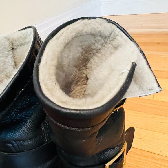 Jimmy Choo Dart Biker Black Leather Moto Combat Mid-Calf Buckle Bootie Size US 8 - Picture 15 of 16